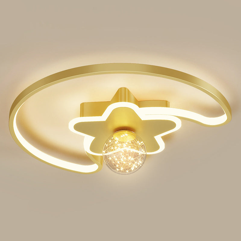 Plafondlamp met metalen kap, eenvoud-stijl LED-plafondmontageverlichting voor slaapkamer