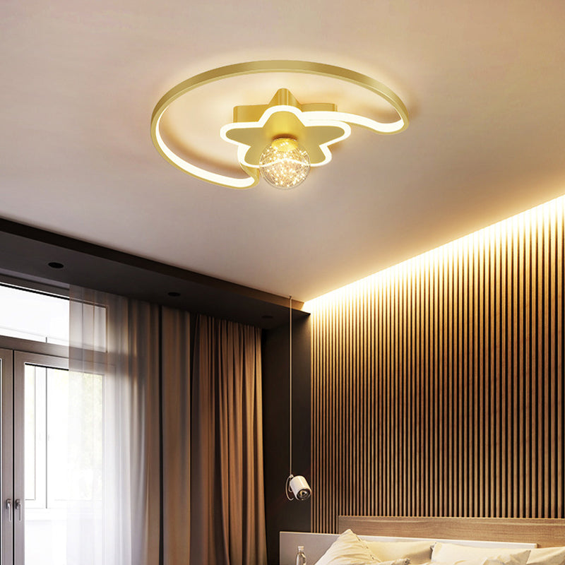 Metal Shade Ceiling Light Fixture Simplicity-Style LED Ceiling Mount Lighting for Bedroom