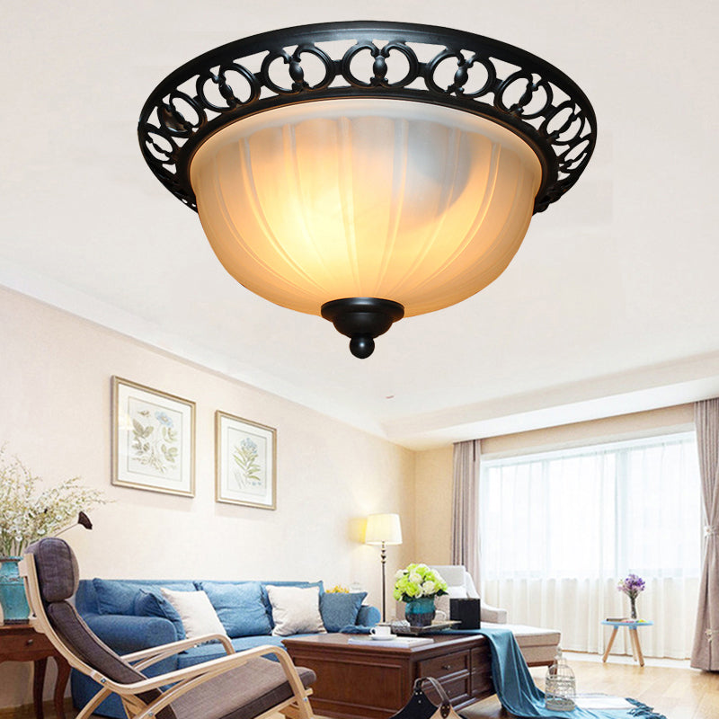 Traditional Flush Mount Ceiling Light Bowl Ceiling Flush Mount Light with Glass Shade