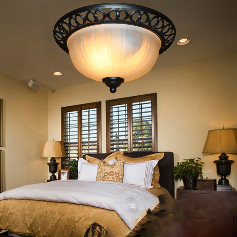 Traditional Flush Mount Ceiling Light Bowl Ceiling Flush Mount Light with Glass Shade