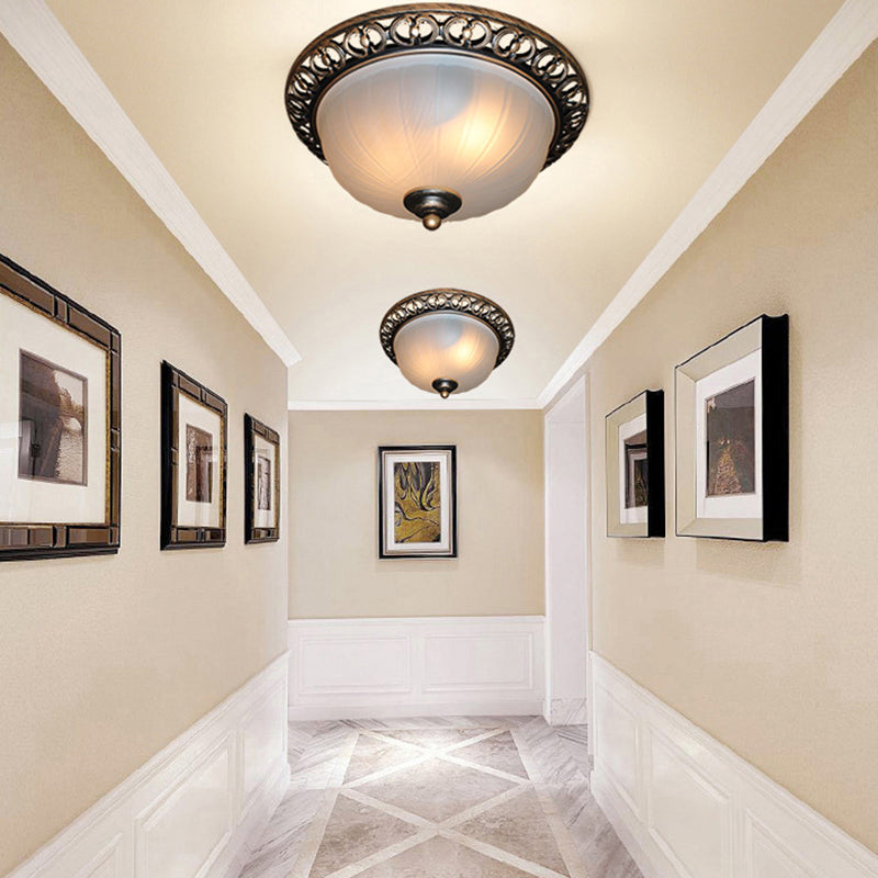 Traditional Flush Mount Ceiling Light Bowl Ceiling Flush Mount Light with Glass Shade