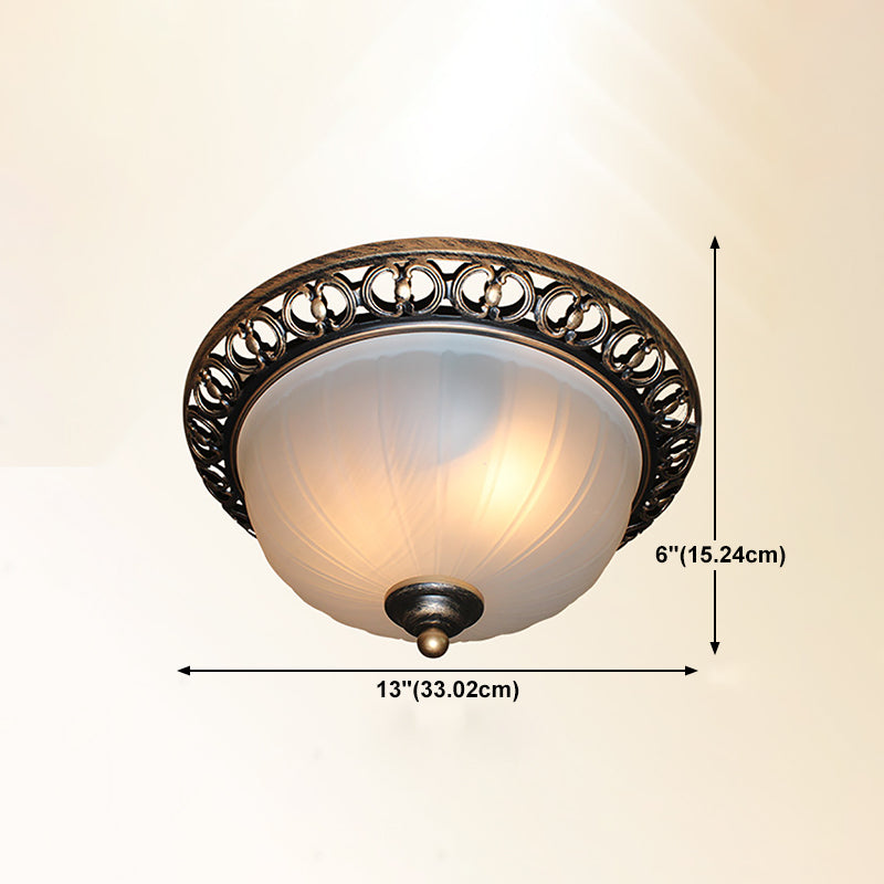 Traditional Flush Mount Ceiling Light Bowl Ceiling Flush Mount Light with Glass Shade