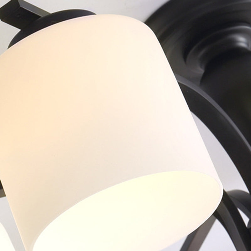 Cylindrical Semi Flush Ceiling Light Simple Ceiling Mount Light with Glass Shade