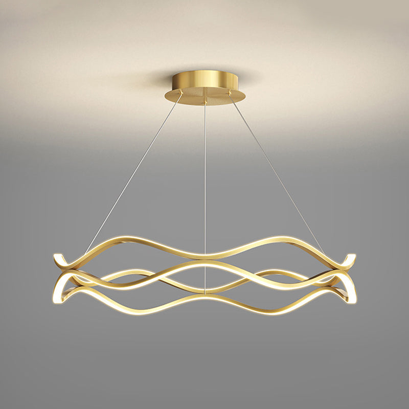 Wave Shape Chandelier Pendant Light Minimalist LED Metal Chandelier Lighting
