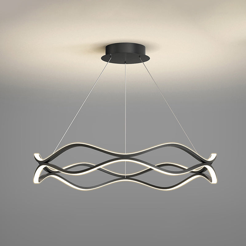 Wave Shape Chandelier Pendant Light Minimalist LED Metal Chandelier Lighting