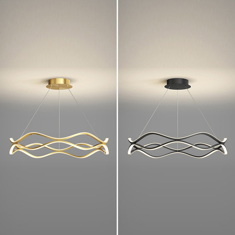 Wave Shape Chandelier Pendant Light Minimalist LED Metal Chandelier Lighting