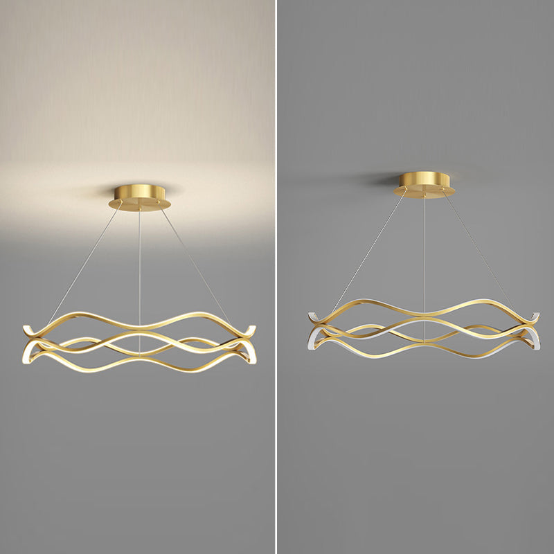 Wave Shape Chandelier Pendant Light Minimalist LED Metal Chandelier Lighting