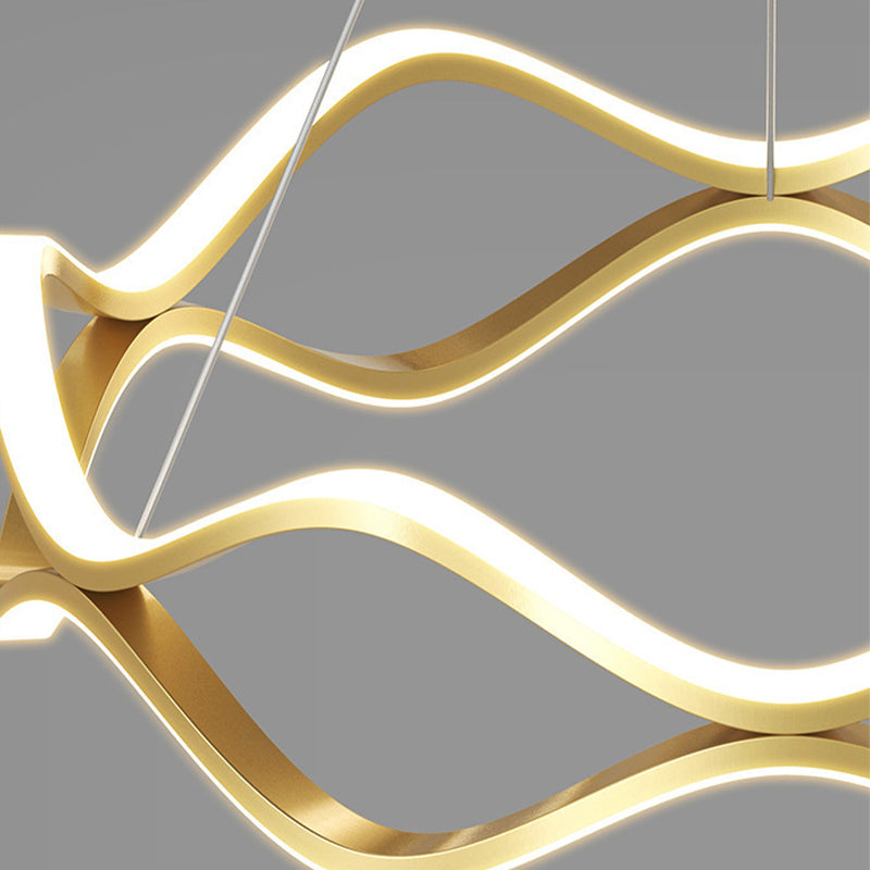 Wave Shape Chandelier Pendant Light Minimalist LED Metal Chandelier Lighting