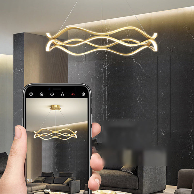 Wave Shape Chandelier Pendant Light Minimalist LED Metal Chandelier Lighting