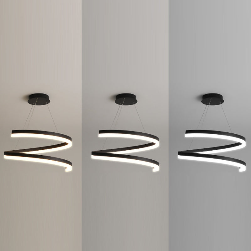 Twisted Strip Shape Pendant Lighting Nordic-Style LED Metal Suspension Light