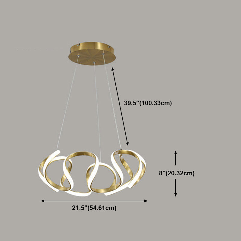 Verdrehung der Streifenform Hängnisbeleuchtung Moderne LED -Metallhängelampe