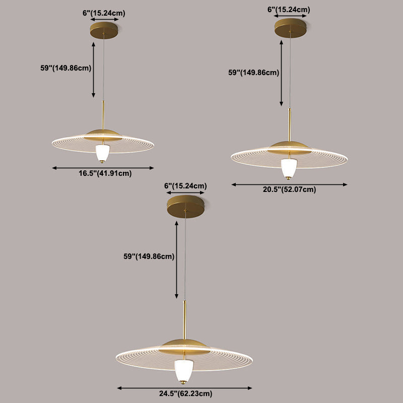 Soucoun volant à LED suspension de lampe suspendue minimaliste avec une teinte acrylique pour la salle à manger