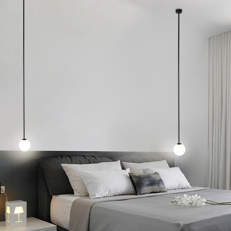 Mini Balle en forme de suspension de lampe de lampe à lampe 1-Bulb Lumière avec une teinte en verre pour le chevet