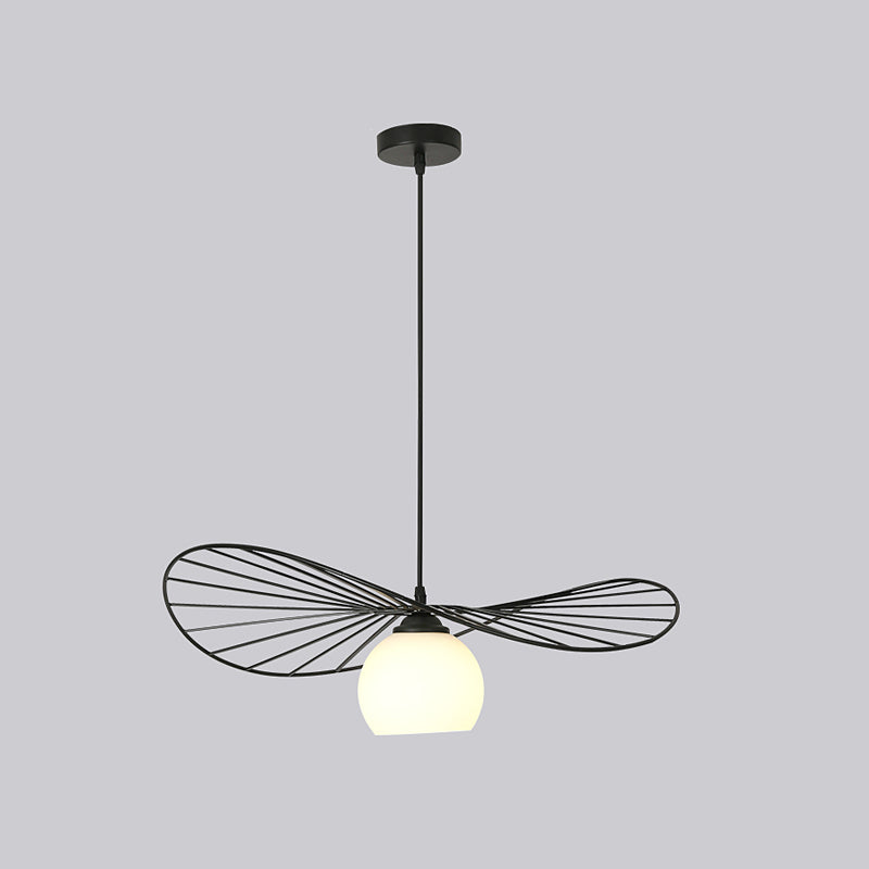 Pendentif en forme de chapeau en fil métallique minimaliste de 1 tête de tête de tête avec une teinte en verre pour le salon