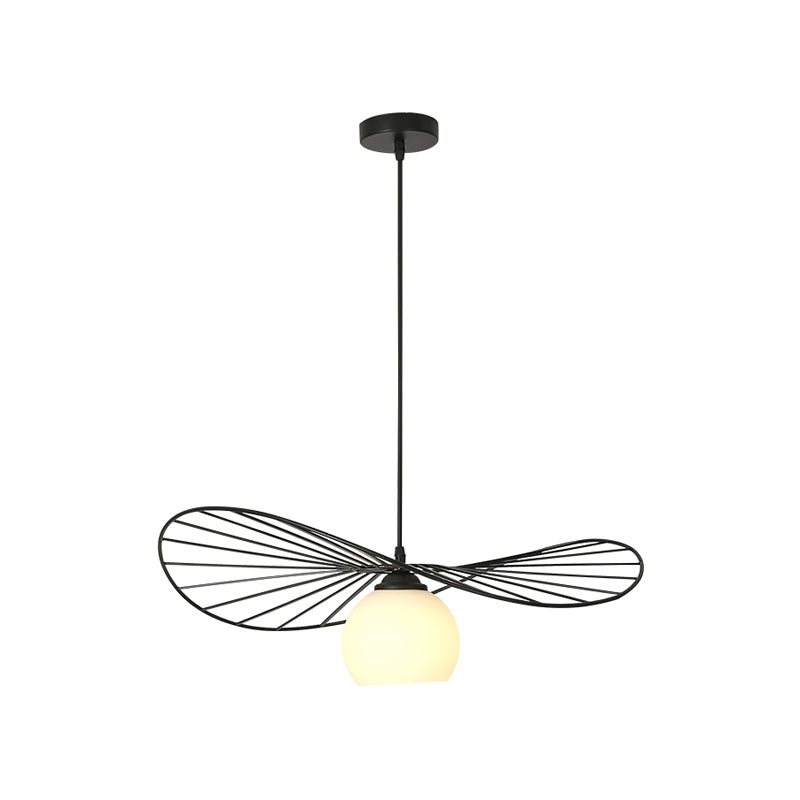 Pendentif en forme de chapeau en fil métallique minimaliste de 1 tête de tête de tête avec une teinte en verre pour le salon