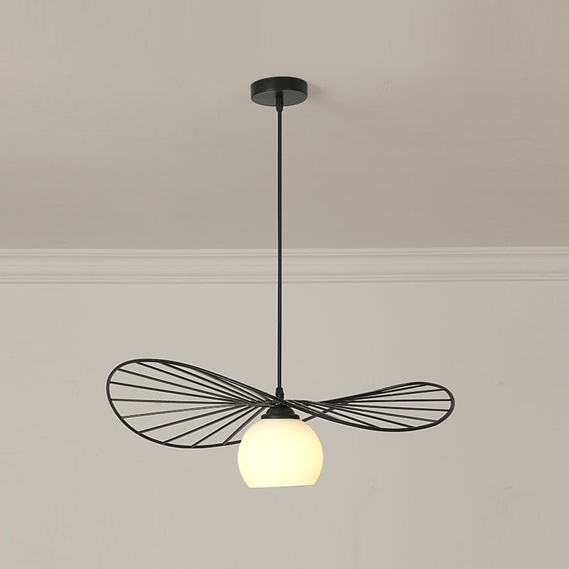 Pendentif en forme de chapeau en fil métallique minimaliste de 1 tête de tête de tête avec une teinte en verre pour le salon