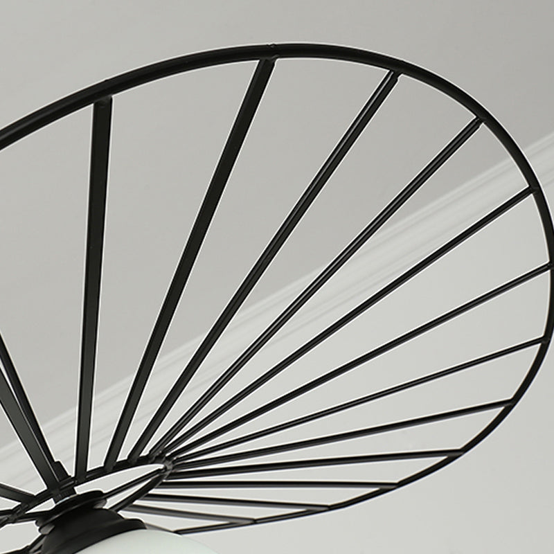 Pendentif en forme de chapeau en fil métallique minimaliste de 1 tête de tête de tête avec une teinte en verre pour le salon