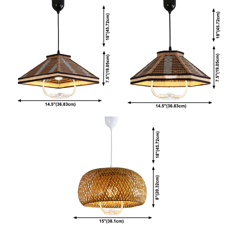 Einziehbarer anheizt leicht asiatischer Bambus 1 Kopf Droplampe für Esszimmer