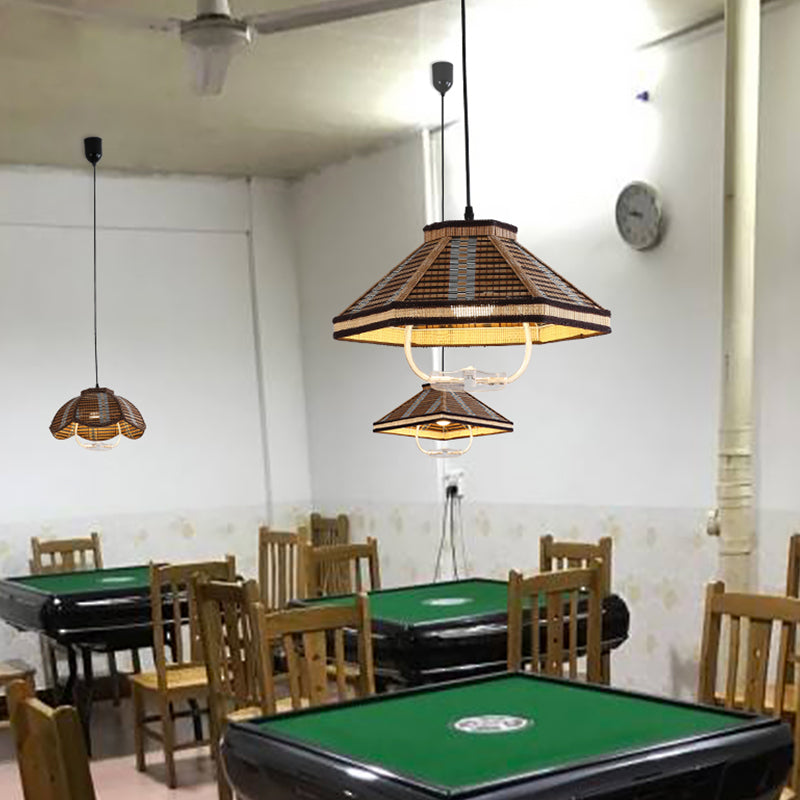 Einziehbarer anheizt leicht asiatischer Bambus 1 Kopf Droplampe für Esszimmer