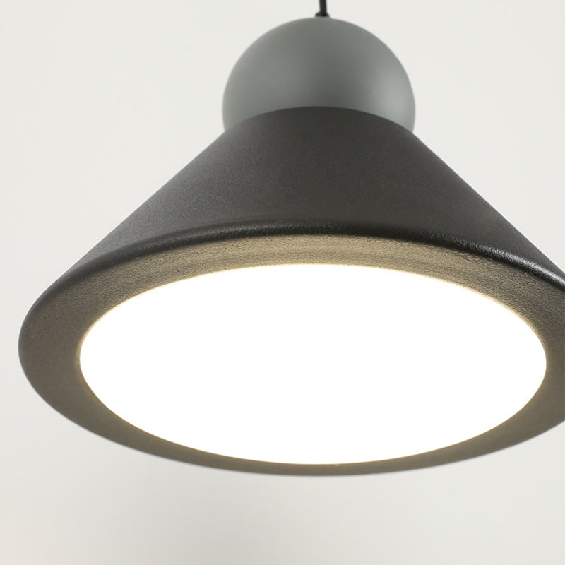 Macaron Conical Multi-Light Pendant Metal Metal LED Drop Light for Dining Room