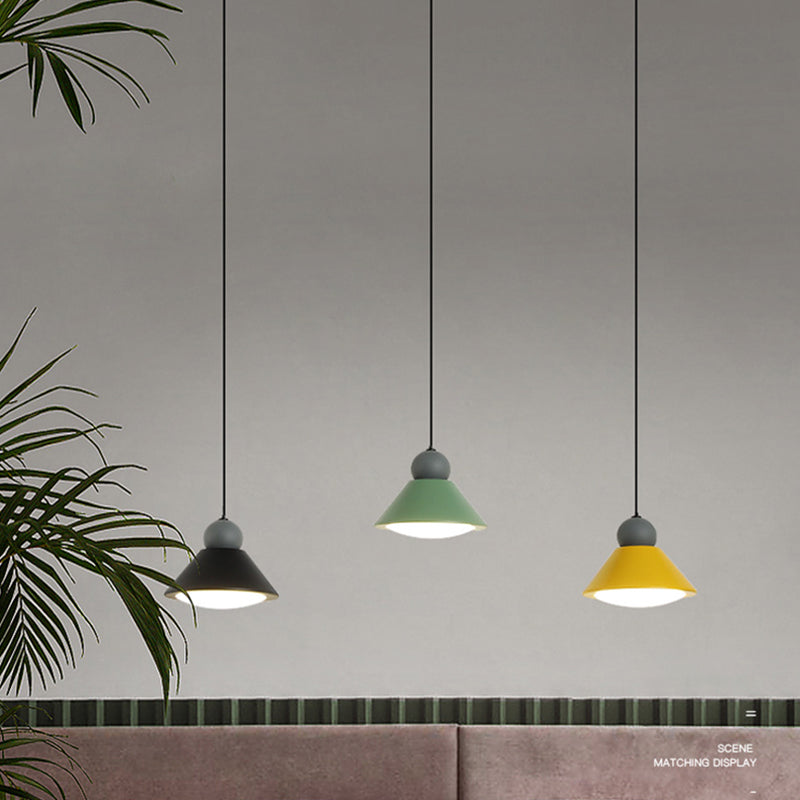 Macaron Conical Multi-Light Pendant Metal Metal LED Drop Light for Dining Room