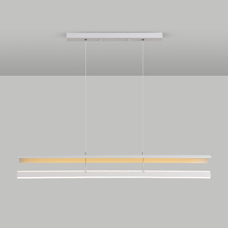 Strip-Shaped Island Pendant Metal Minimalist Linear LED Suspension Lamp for Dining Room