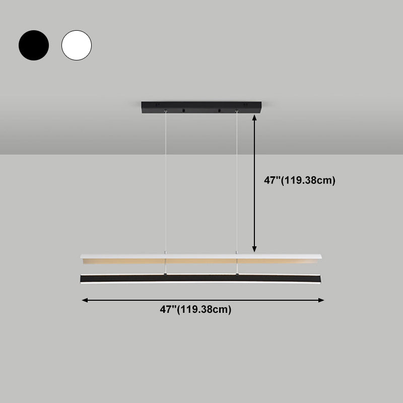 Lámpara de suspensión LED lineal minimalista de metal colgante de isla en forma de tira para el comedor