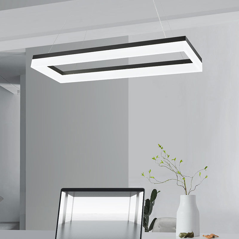 Modern Rectangular Island Pendant Light LED Dining Room Drop Lamp with Acrylic Shade