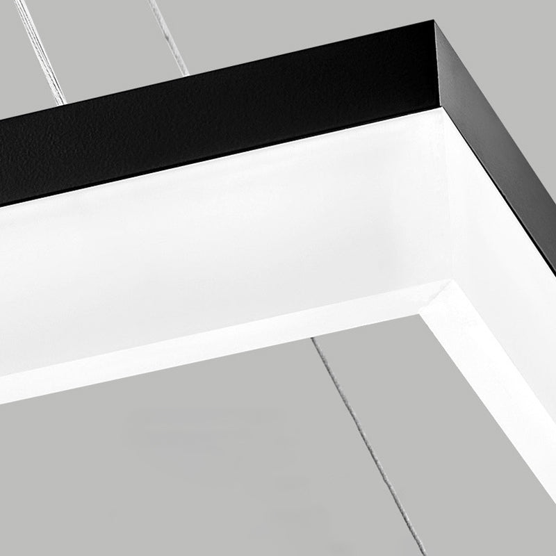 Modern Rectangular Island Pendant Light LED Dining Room Drop Lamp with Acrylic Shade