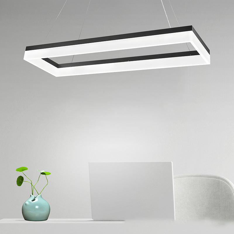 Modern Rectangular Island Pendant Light LED Dining Room Drop Lamp with Acrylic Shade