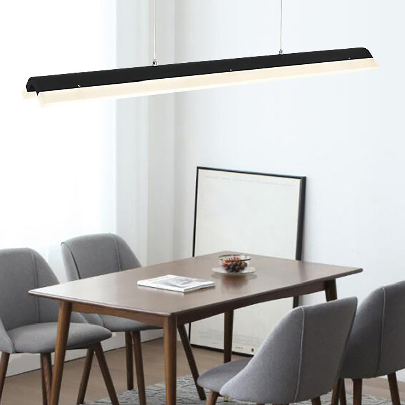 Éclairage de suspension en métal minimaliste en forme de bande LED Éclairage pour salle à manger