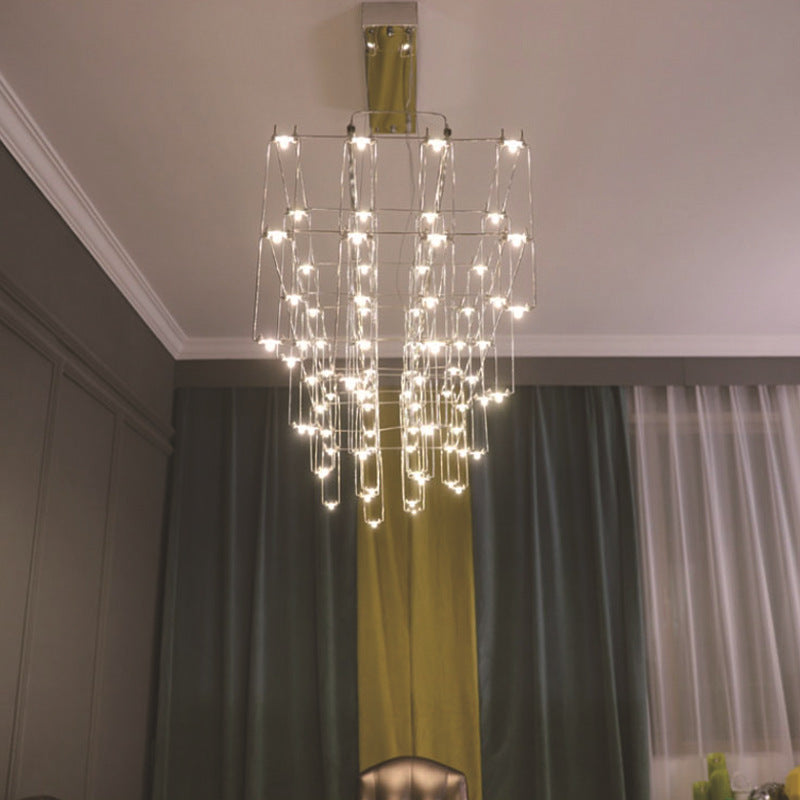 Stainless Steel Cuboid Island Lighting Modern Style LED Hanging Light for Dining Room
