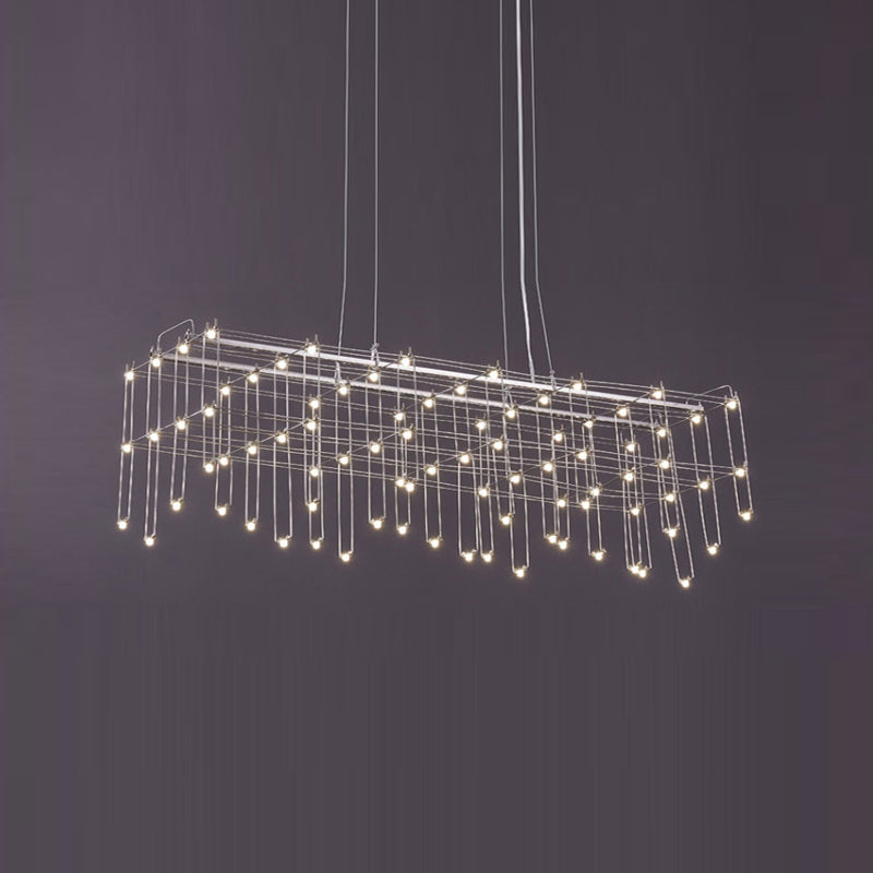 Edelstahl -Quaderinsel Island Beleuchtung moderner LED -LED Hängende Licht für Esszimmer