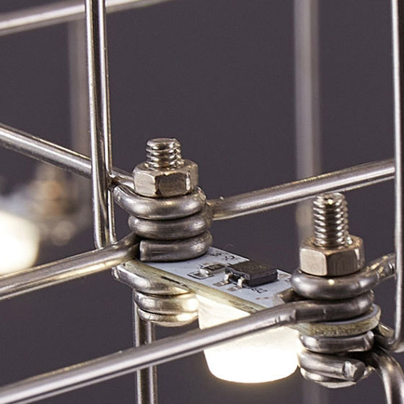 Stainless Steel Cuboid Island Lighting Modern Style LED Hanging Light for Dining Room