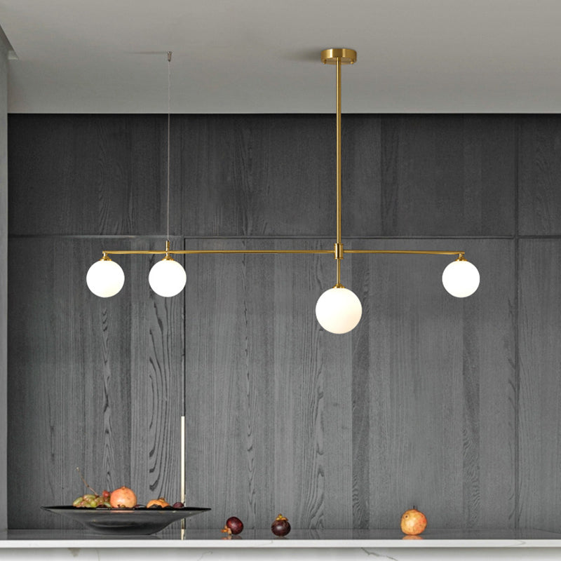 Postmoderne Insel Light Multi-Head-Anhänger Licht mit Glasschatten für Esstisch