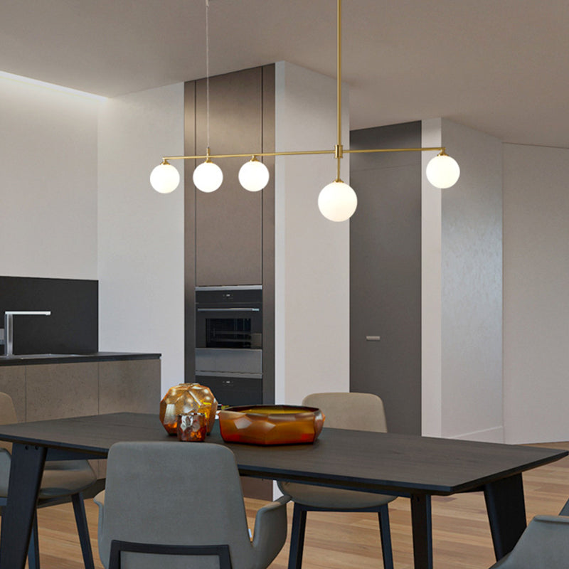 Postmoderne Insel Light Multi-Head-Anhänger Licht mit Glasschatten für Esstisch