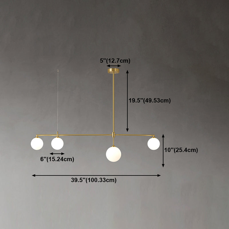 Postmoderne Insel Light Multi-Head-Anhänger Licht mit Glasschatten für Esstisch