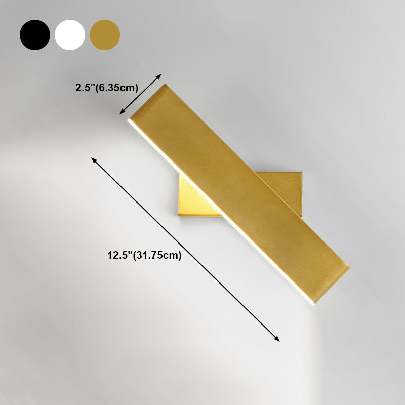 Rectangle du mur de mur rotatif en métal moderne de 12,5 "de large applique murale à LED pour le salon