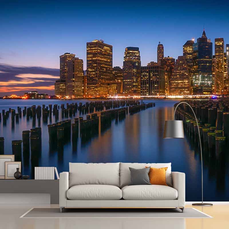 Stain Resistant Photography Wall Mural Wallpaper Urban Landscape Sitting Room Wall Mural