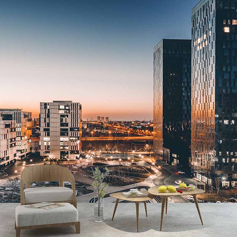 Stain Resistant Photography Wall Mural Wallpaper Urban Landscape Sitting Room Wall Mural