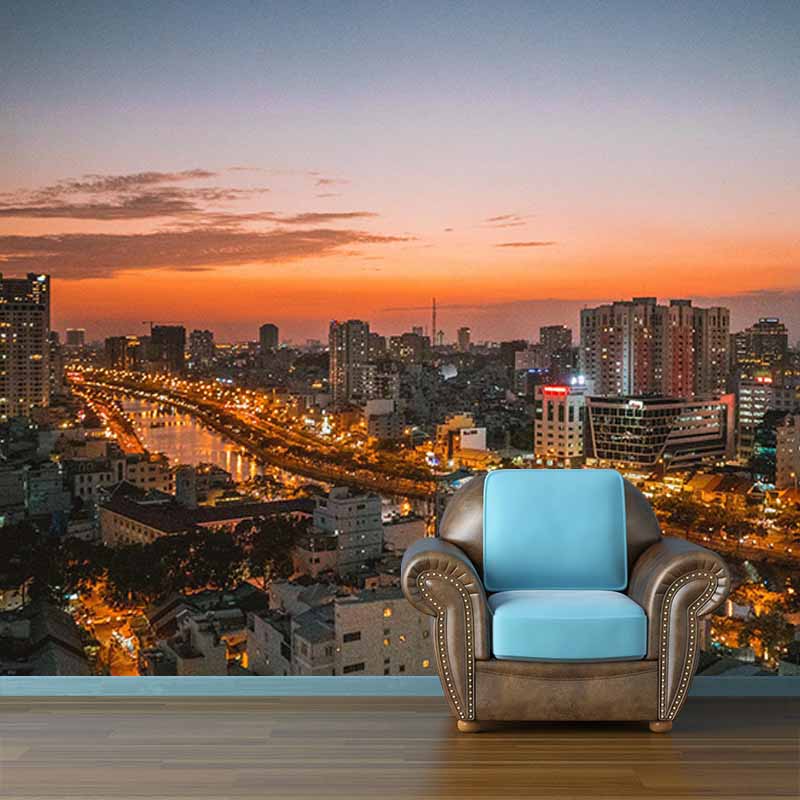 Urban Landscape Mildew Resistant Mural Wallpaper Living Room Wall Mural