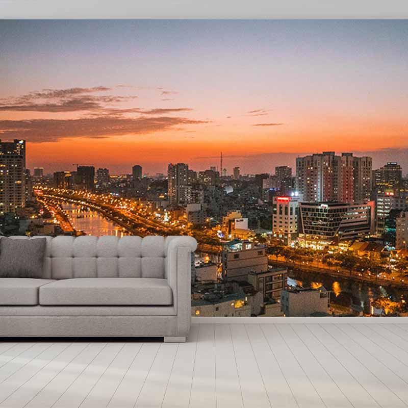 Urban Landscape Mildew Resistant Mural Wallpaper Living Room Wall Mural