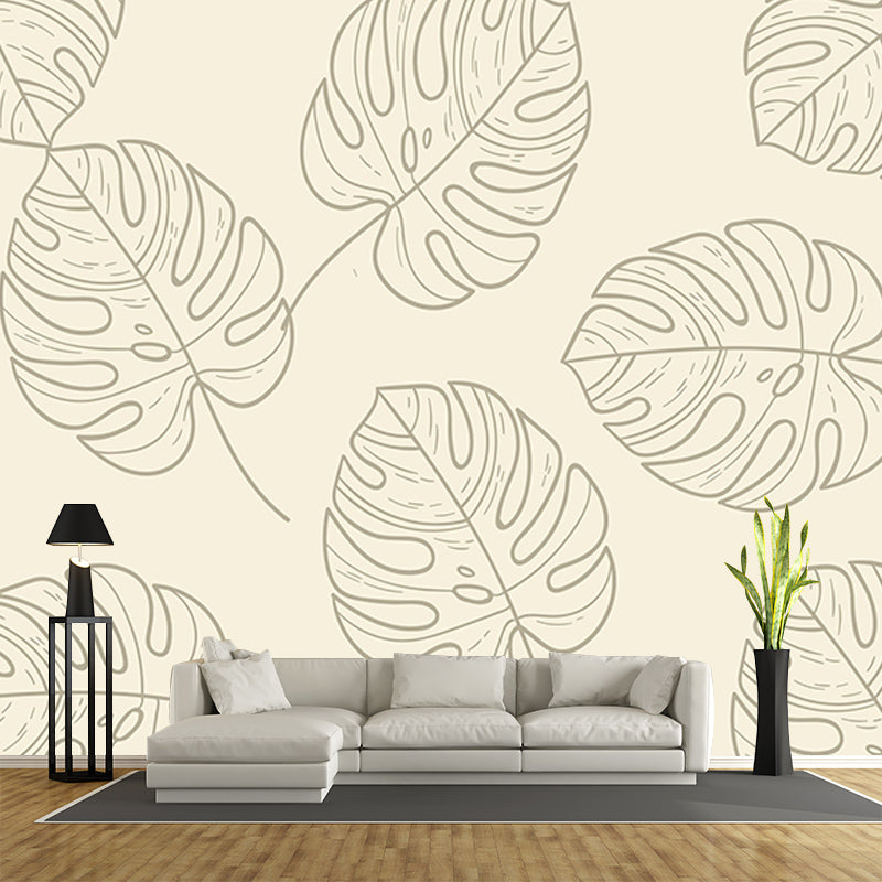 Modern Style Mural Wallpaper Monstera Environment Friendly Bedroom Wall Mural
