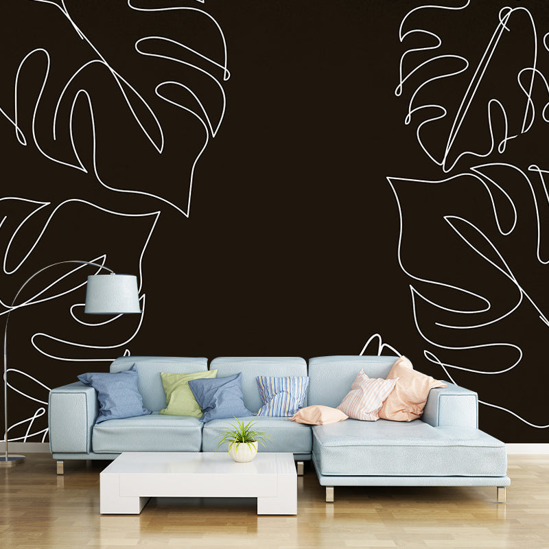 Monstera Resistant Mural Wallpaper Environment Friendly Sleeping Room Wall Mural
