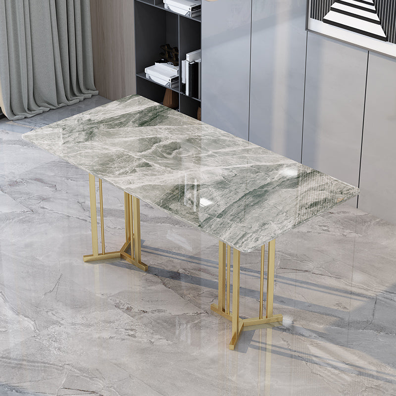 Eettafel van gesinterde steen Traditionele luxe rechthoekige tafel met gouden frame