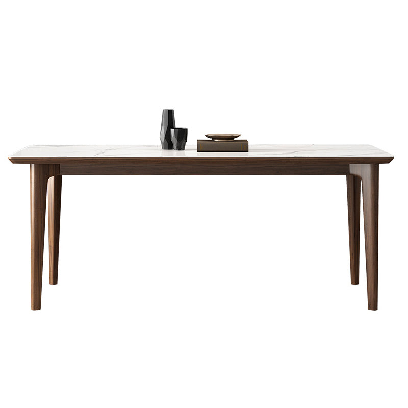 Mesa de comedor con tapa de piedra, mesa de comedor rectangular de cocina con 4 patas de madera