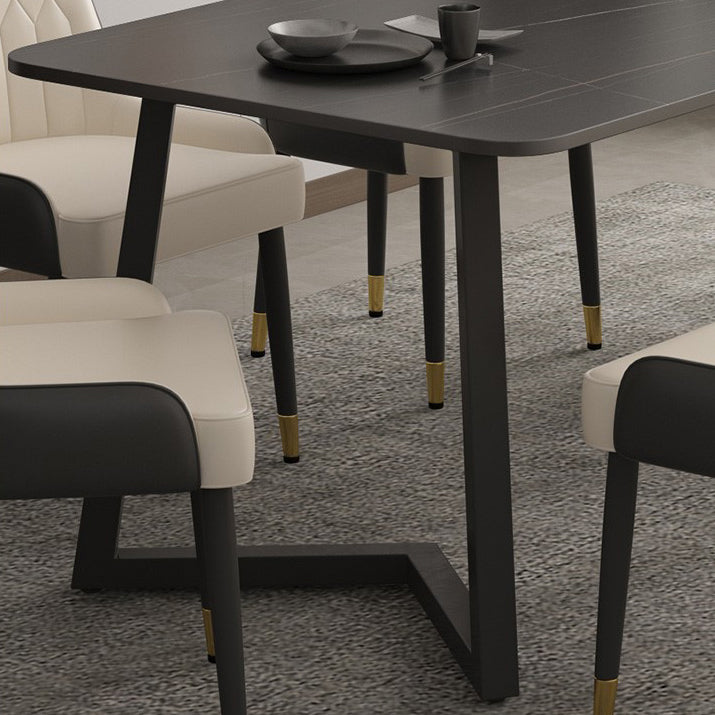 Mesa de comedor de piedra sinterizada Mesa de comedor moderna con pedestal doble