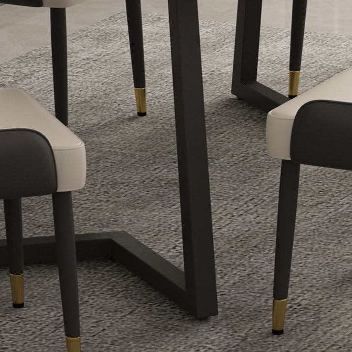 Mesa de comedor de piedra sinterizada Mesa de comedor moderna con pedestal doble