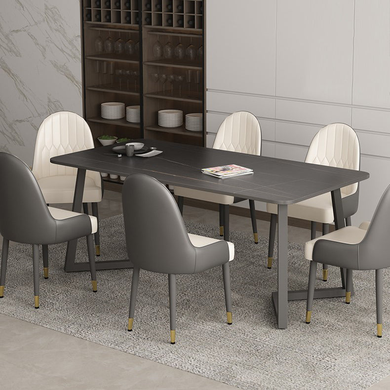 Mesa de comedor de piedra sinterizada Mesa de comedor moderna con pedestal doble