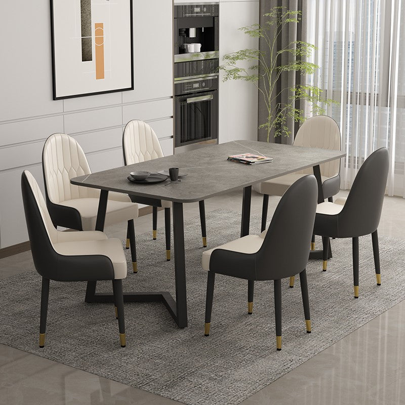 Mesa de comedor de piedra sinterizada Mesa de comedor moderna con pedestal doble